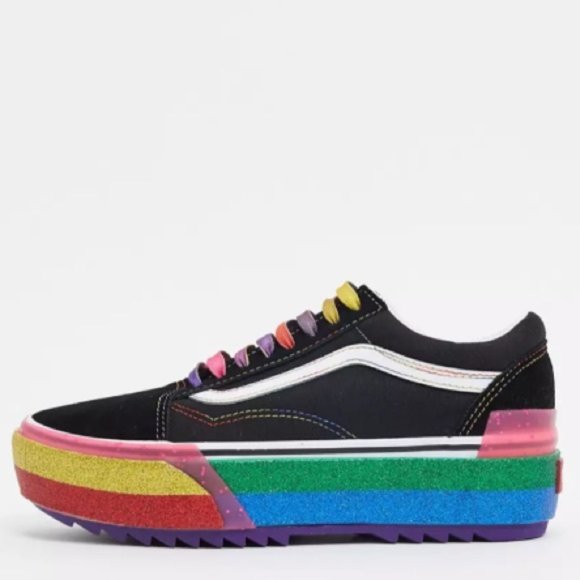 Vans Old Skool Stacked Rainbow Glitter Platform Men's 3.5/Women's 5 VN0A4U15WW1 - Picture 3 of 16